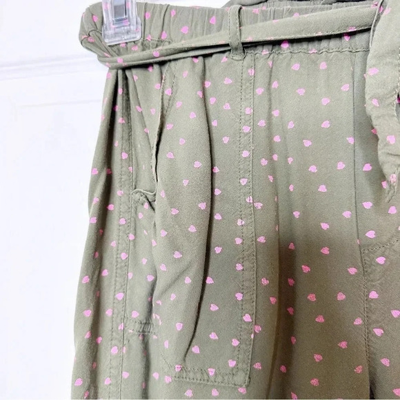 BODEN Girls Size 12Y 152cm Green Pull On Tie Waist Heart‎ Print Jogger Pants - Picture 2 of 6